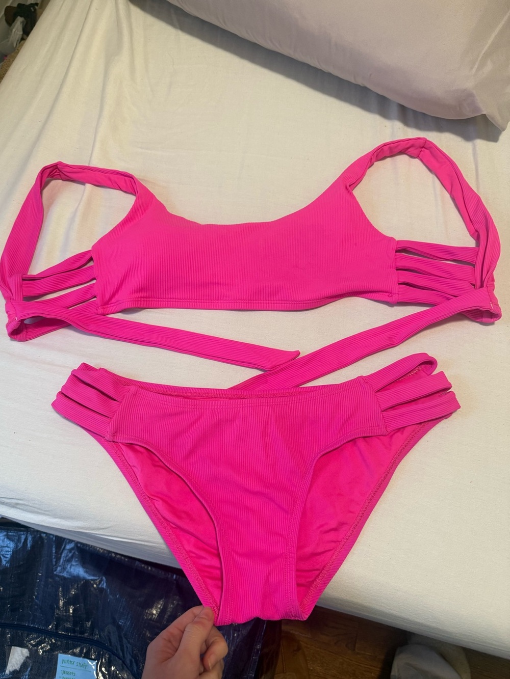 Hot Pink Ribbed bikini